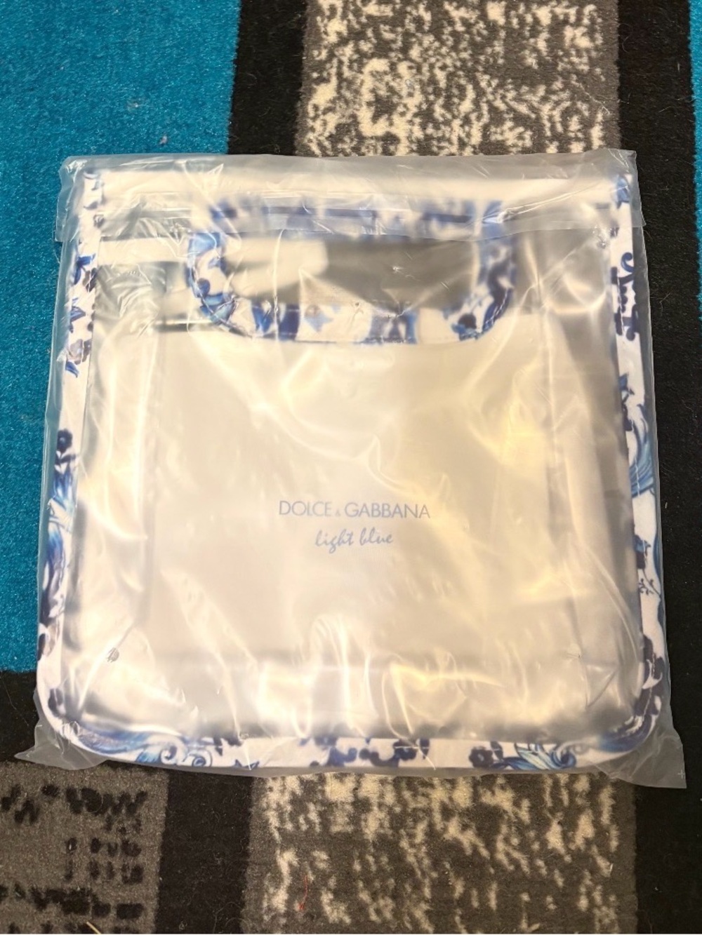 Dolce & Gabbana White Tote with Blue Floral Trim
